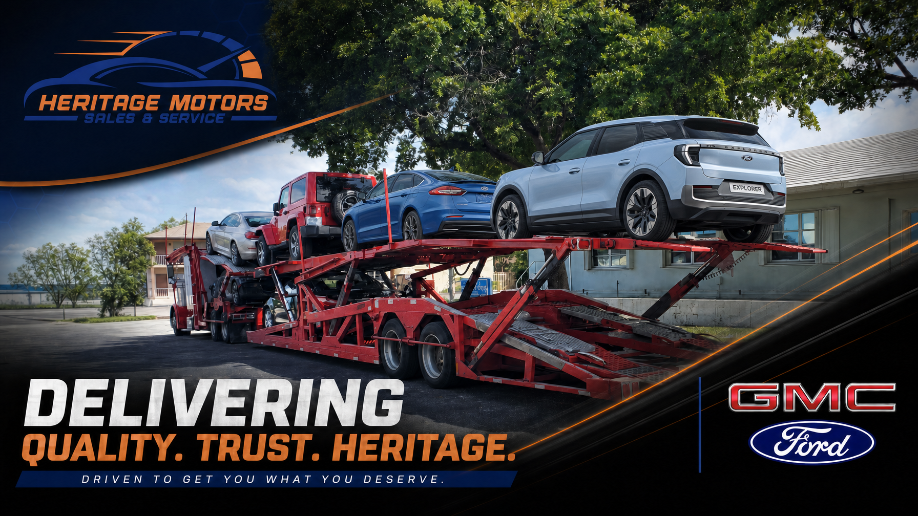 Vehicle being transported by an open auto carrier